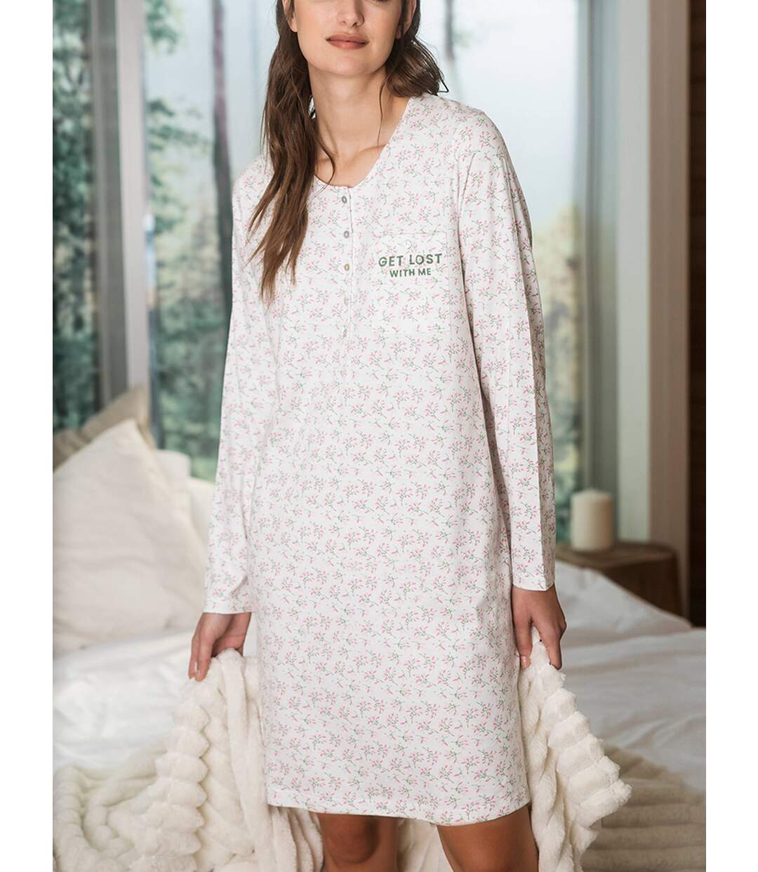 Chemise de nuit manches longues Get Lost Admas