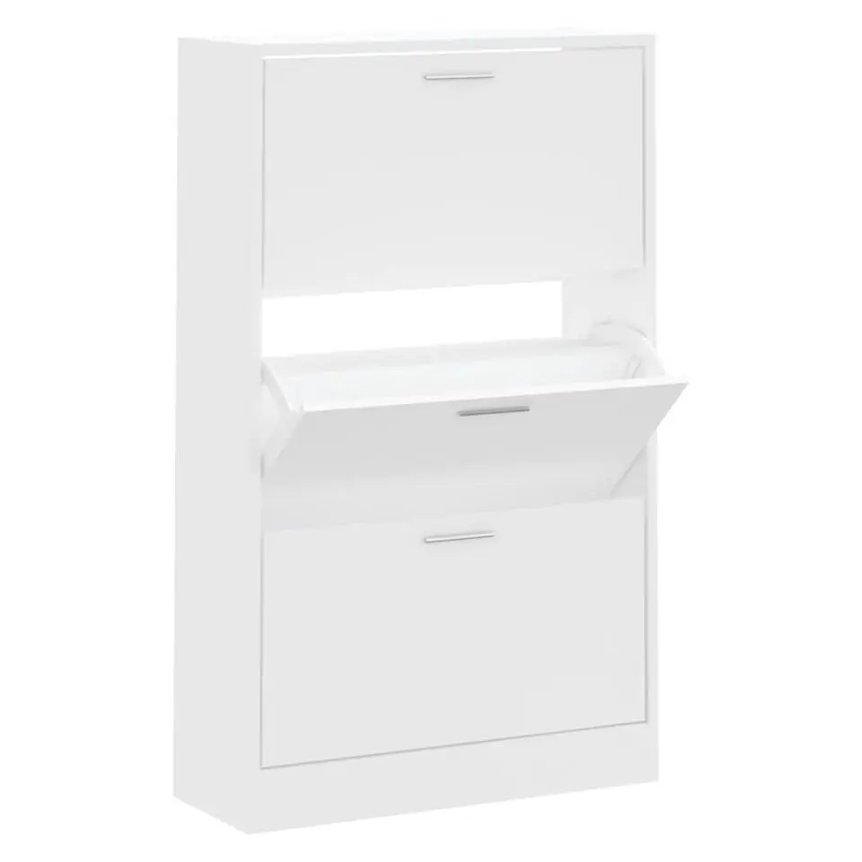 vidaXL - Schoenenkast 6 paar met 3 kleppen - Wit - Bewerkt hout - 63x24x103 cm