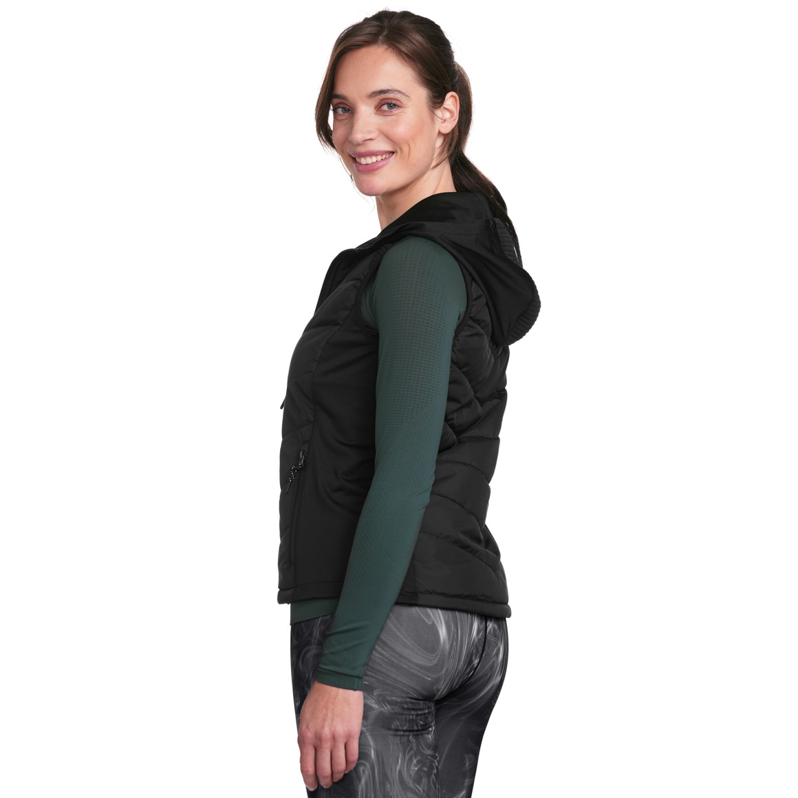 Gina Sports Damen Sport-Weste mit Kapuze schwarz
