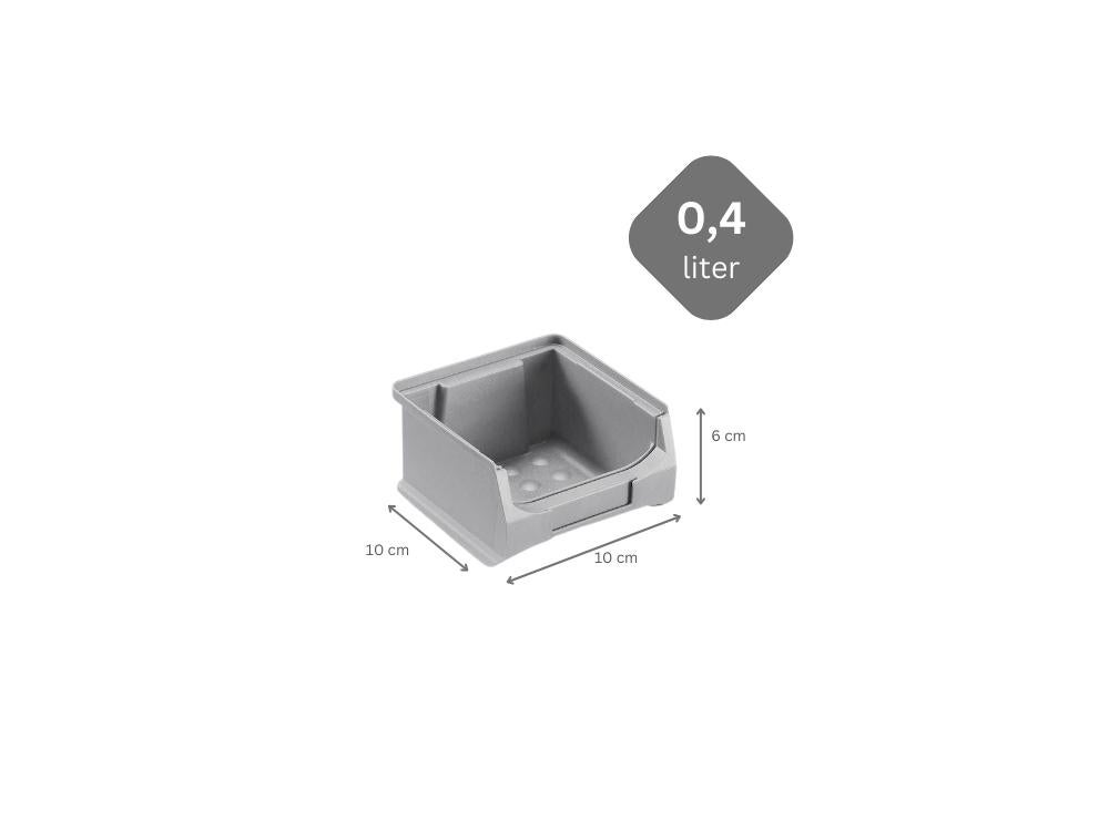 PROREGAL Super Saver Set 48x Grijze Opbergdozen 1,0 HxBxD 6 x 10 x 10 cm 0,4 Liter Opbergdozen
