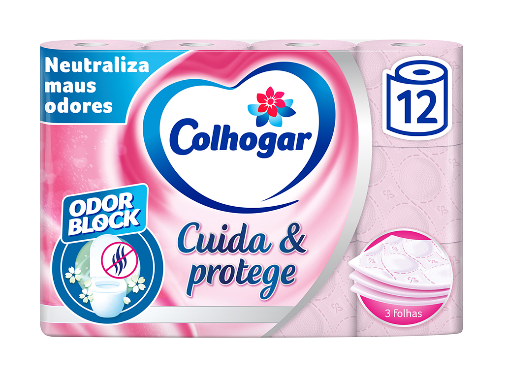 PAPEL COLHOGAR HIGIÉNICO PROTECT ROSA 12ROLOS