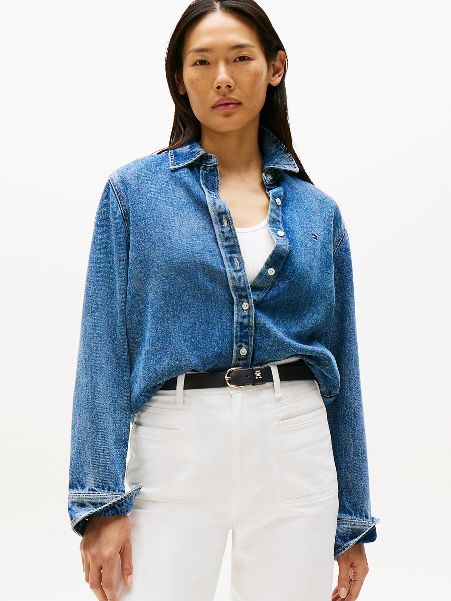 TOMMY HILFIGER<br>Camisa de manga comprida em denim Lyocell