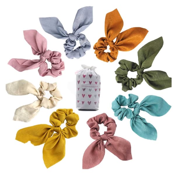 8-pack scrunchies hårknapper sateng forskjellige farger