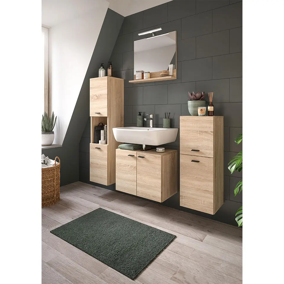 Hioshop Boston kolomkast 2 deuren 1 vak eiken decor