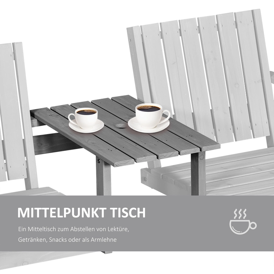 Outsunny Gartenbank mit Tisch grau