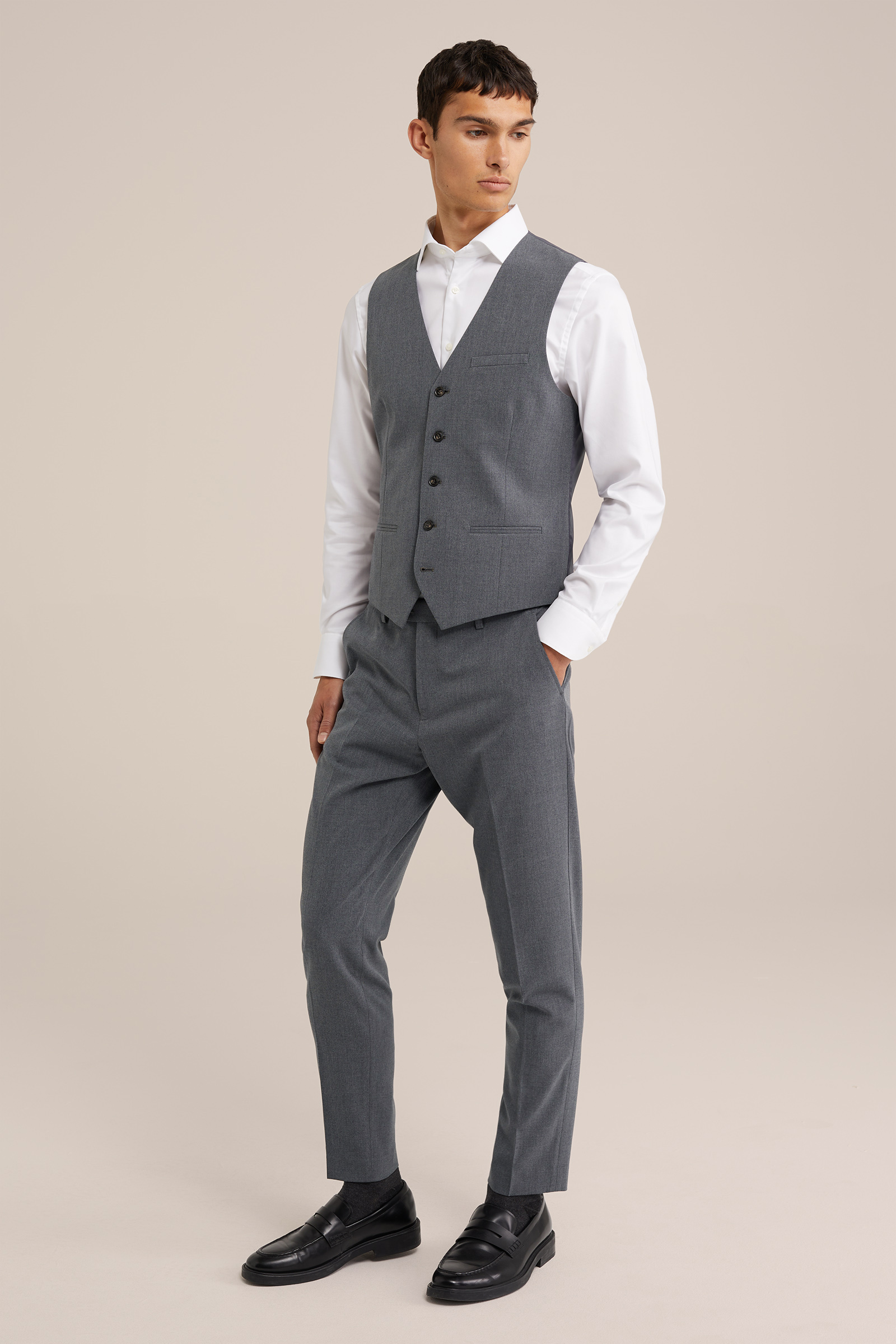 slim fit gilet Fundamentals Donkergrijs