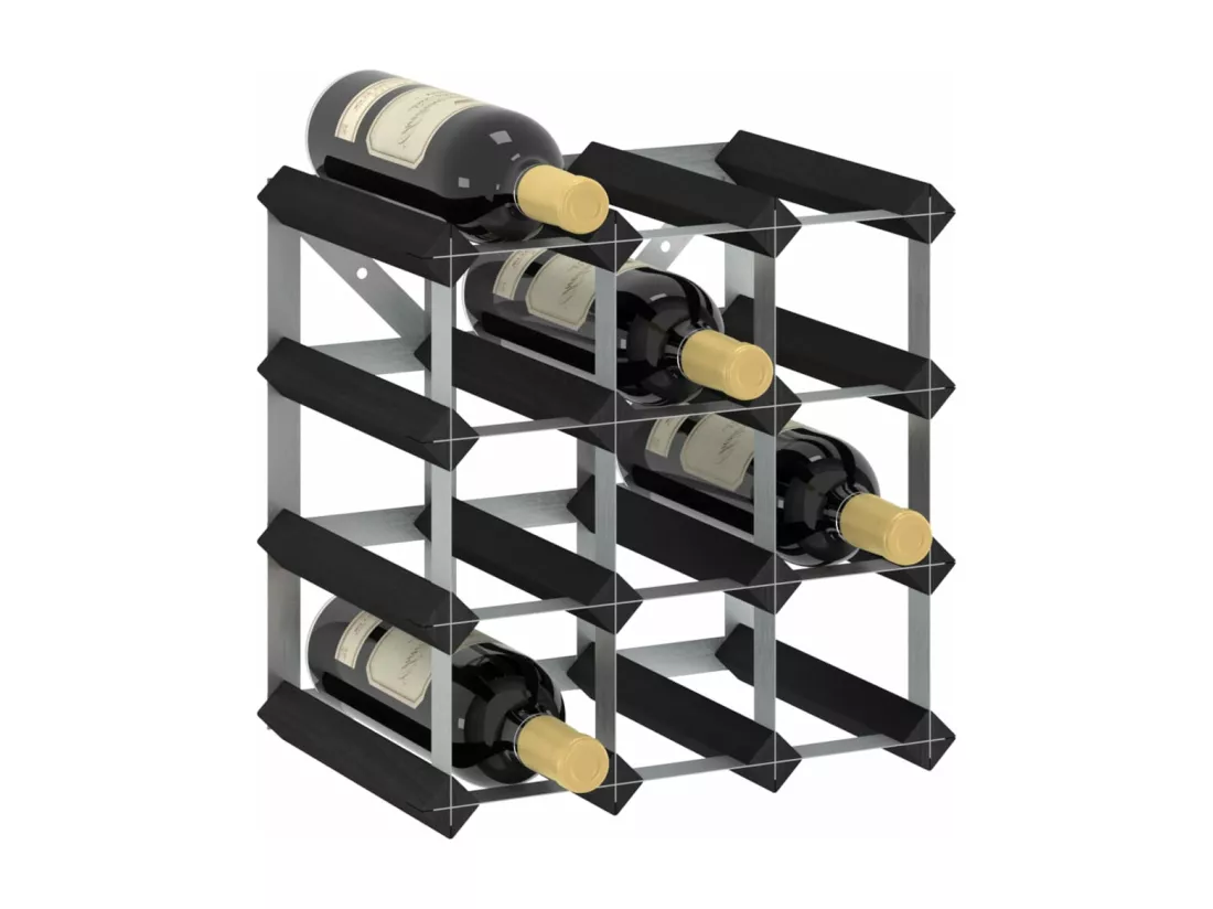 Casier à bouteilles pour 12 bouteilles Noir Bois de pin solide