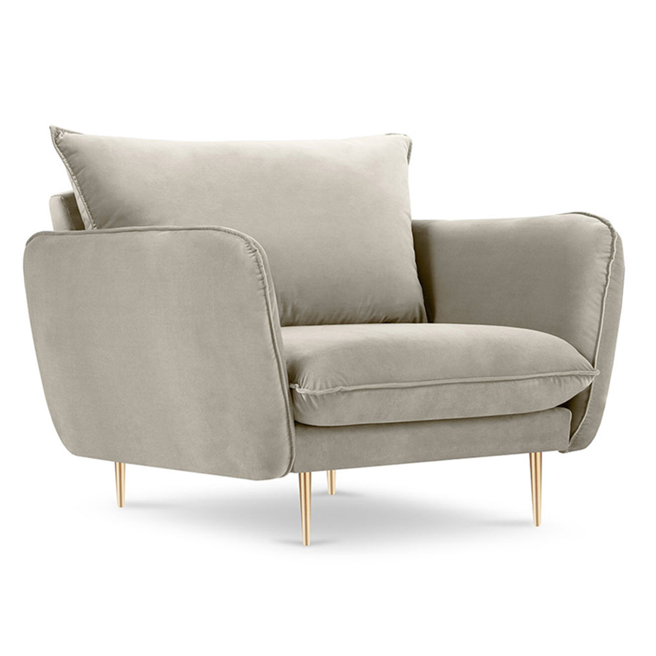 Cosmopolitan Design Fauteuil en Velours Vienna beige - 97x94x95 cm