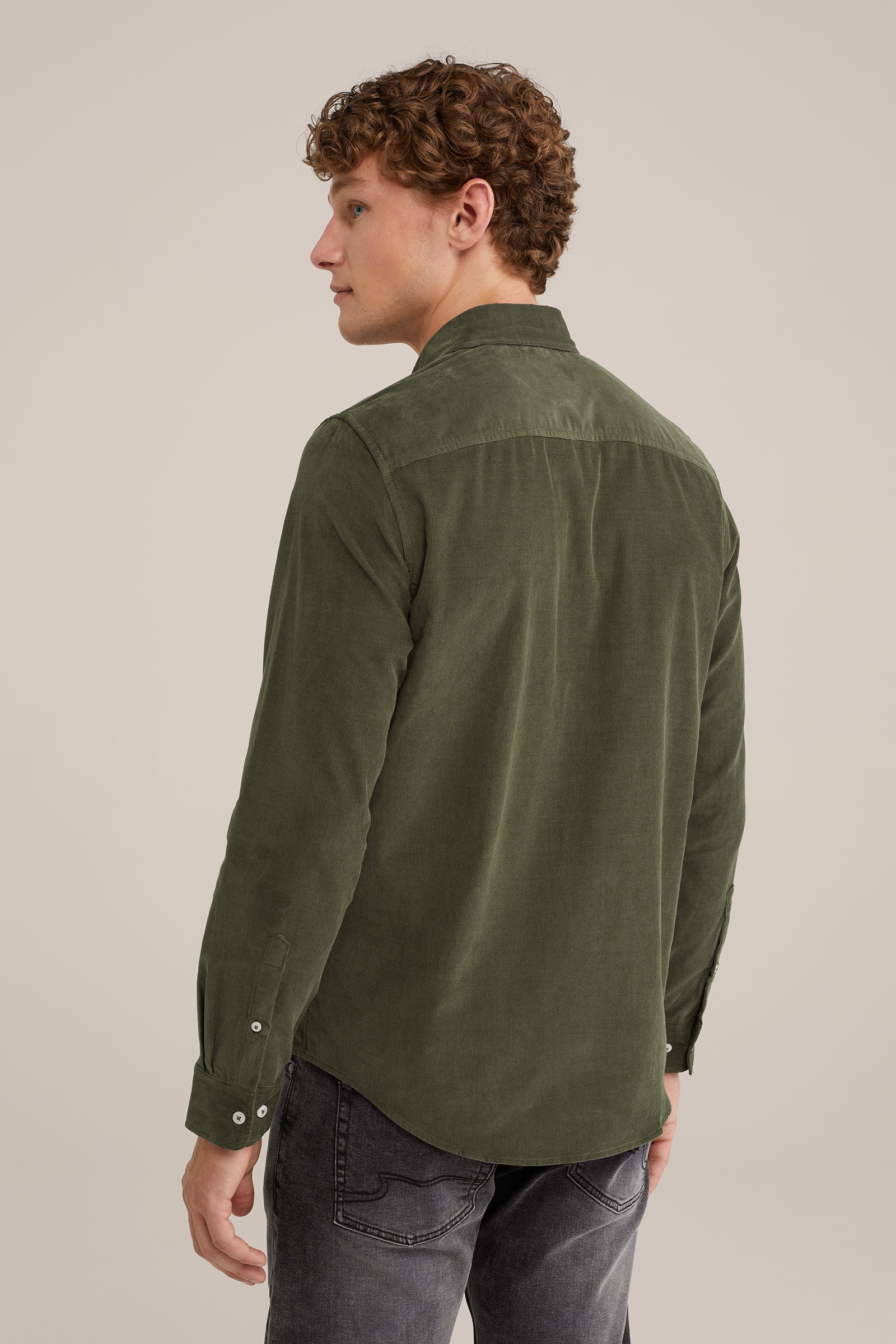 corduroy overhemd WE Fashion Donkergroen