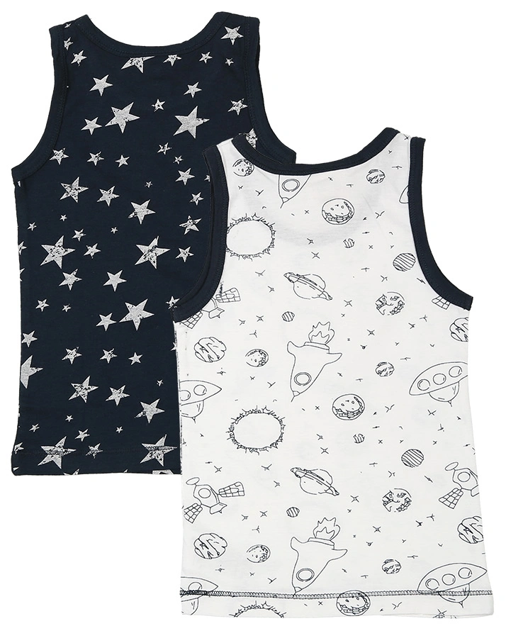 Unterhemd SPACE & STARS 2er-Pack in weiß/marine