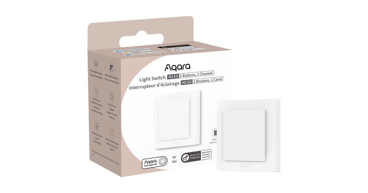 AqaraLight Switch H2 EU knop  (Wit, 2 knoppen)