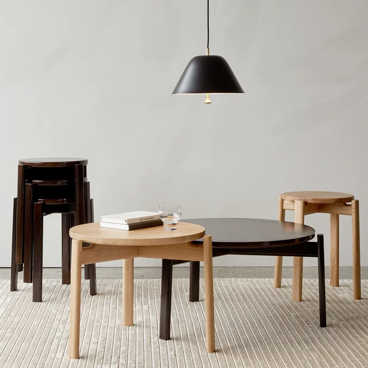 Audo - Passage Hocker, Eiche natur / beige (Stoff Audo Bouclé 02)