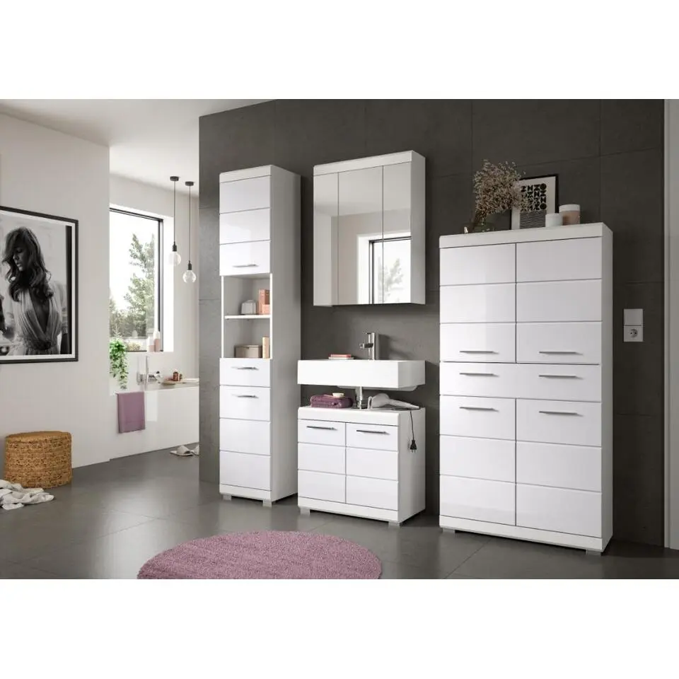 Hioshop Scout kolomkast 4 deuren- 1 lade wit hoogglans- wit