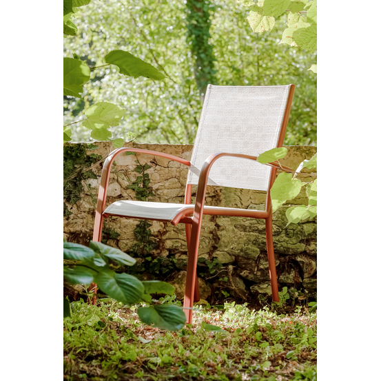 Fauteuil de jardin ARIES Tex en alu et toile terracotta - 62x56x90 cm