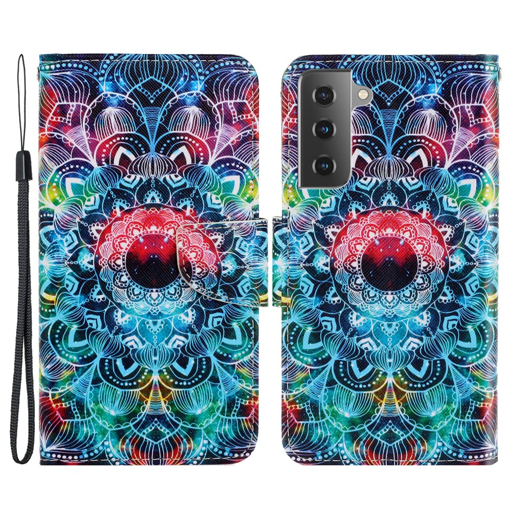 Samsung Galaxy S21 FE 5G Leder Tasche Mandala - Bunt