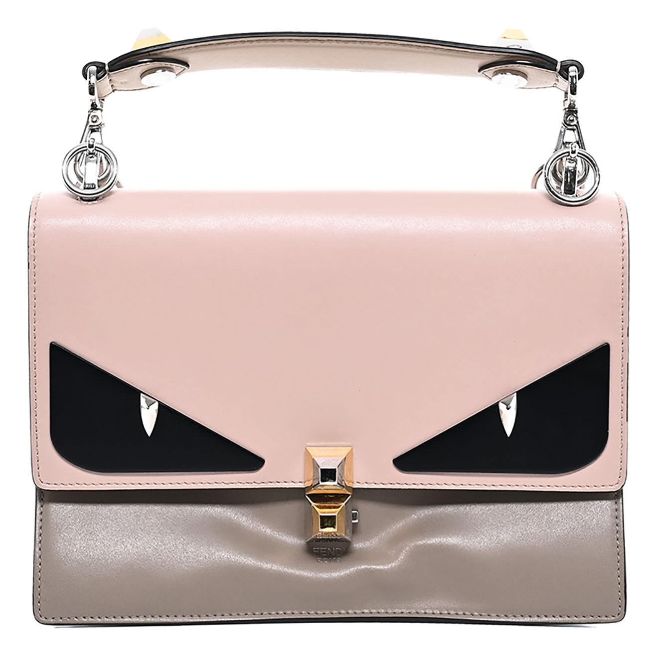 Fendi Sac bandoulière Kan I Monster Eye en Cuir rose - Très bon état - L.25 cm