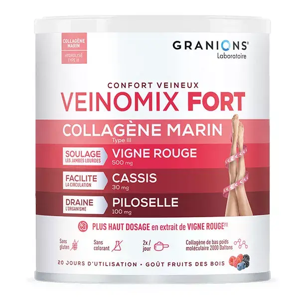 Veinomix Fort Venous Comfort - Alivia a sensação de pernas pesadas - Colágeno marinho - 200g em pó