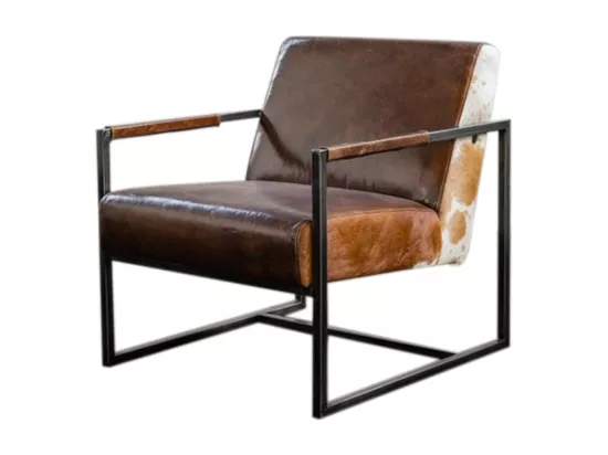 Fauteuil - marron cuir - LIANO