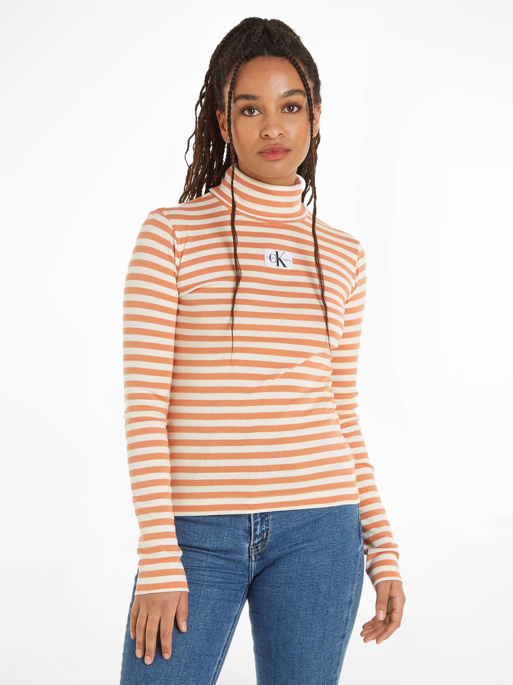 CALVIN KLEIN JEANS| Damen Longsleeve mit Rollkragen