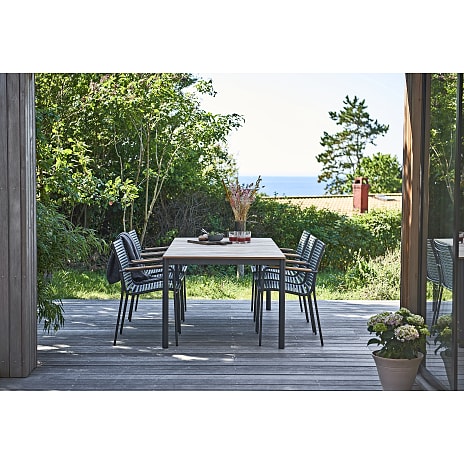 Mood Classic havestol med teak armlæn - skifer grå