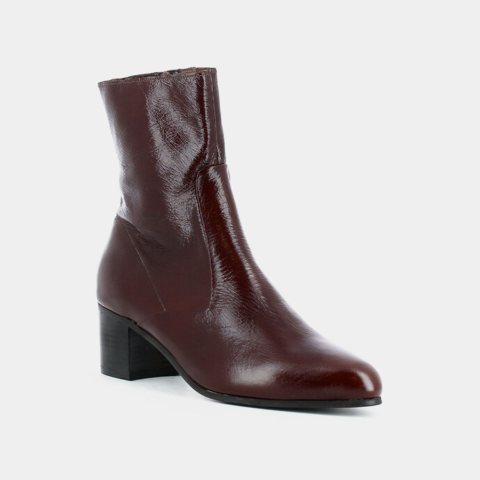 Bottines à talons  en cuir vieilli marron