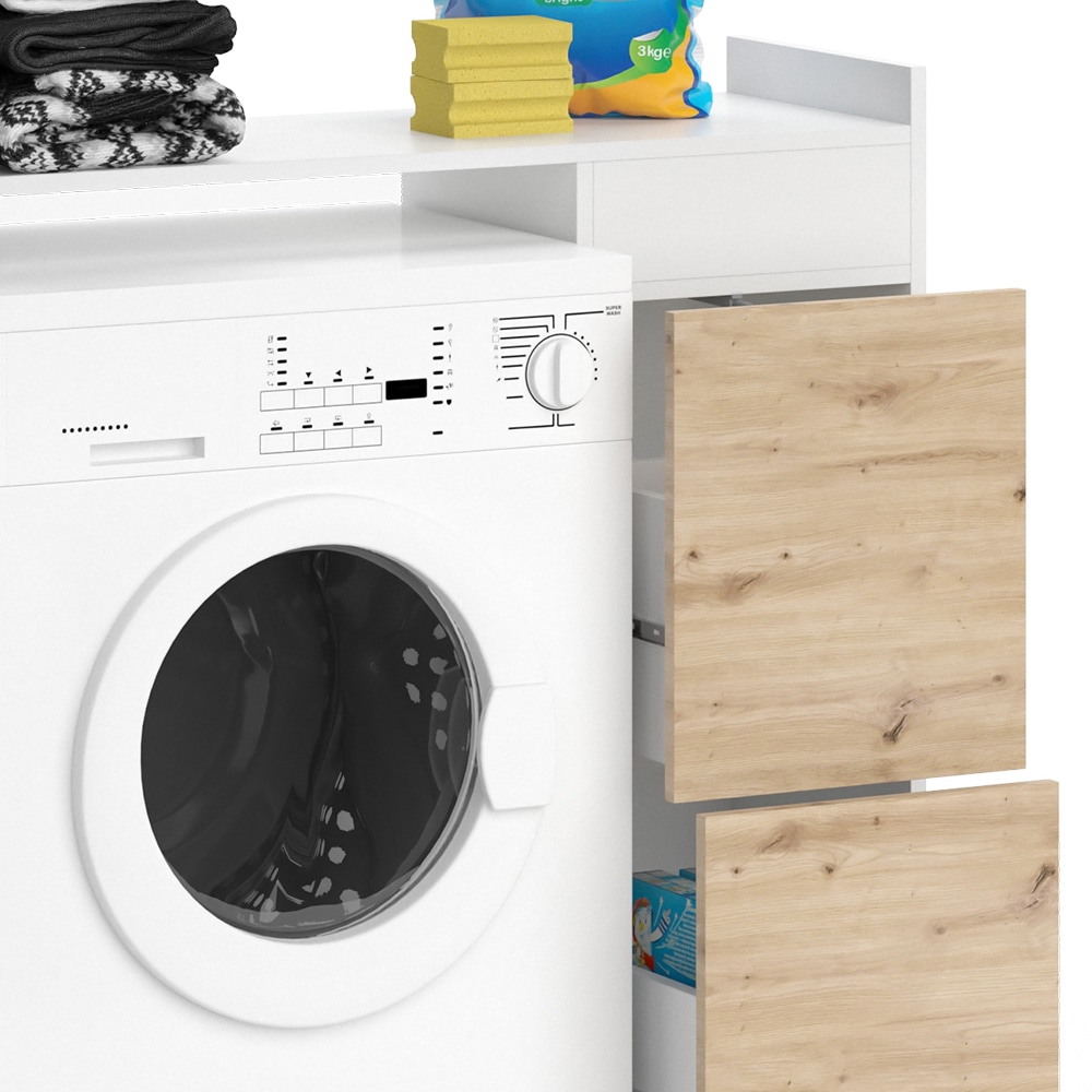 Vicco Waschmaschinenschrank Alf 99 x 98 cm, Weiß Artisan Eiche, Badezimmer