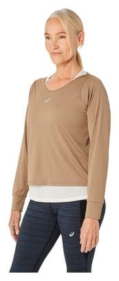 Maillot manches longues Asics Nagino Run Kaki/Beige Femme