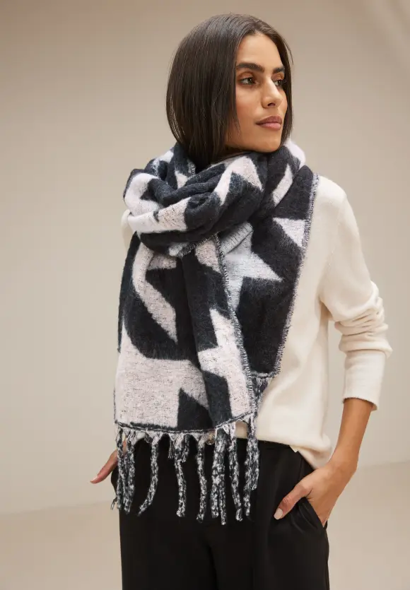 Cosy Schal mit Fransen - Black