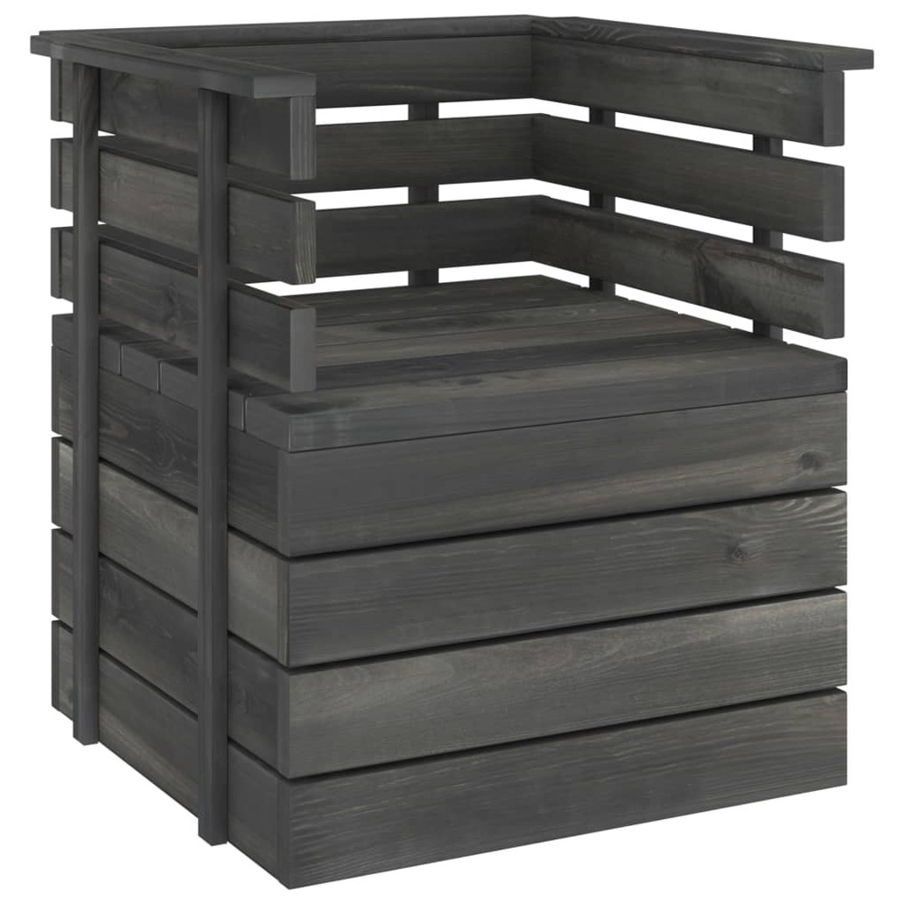 Salon de jardin palette meuble d'extérieur ensemble de mobilier 7 pièces bois de pin massif gris foncé