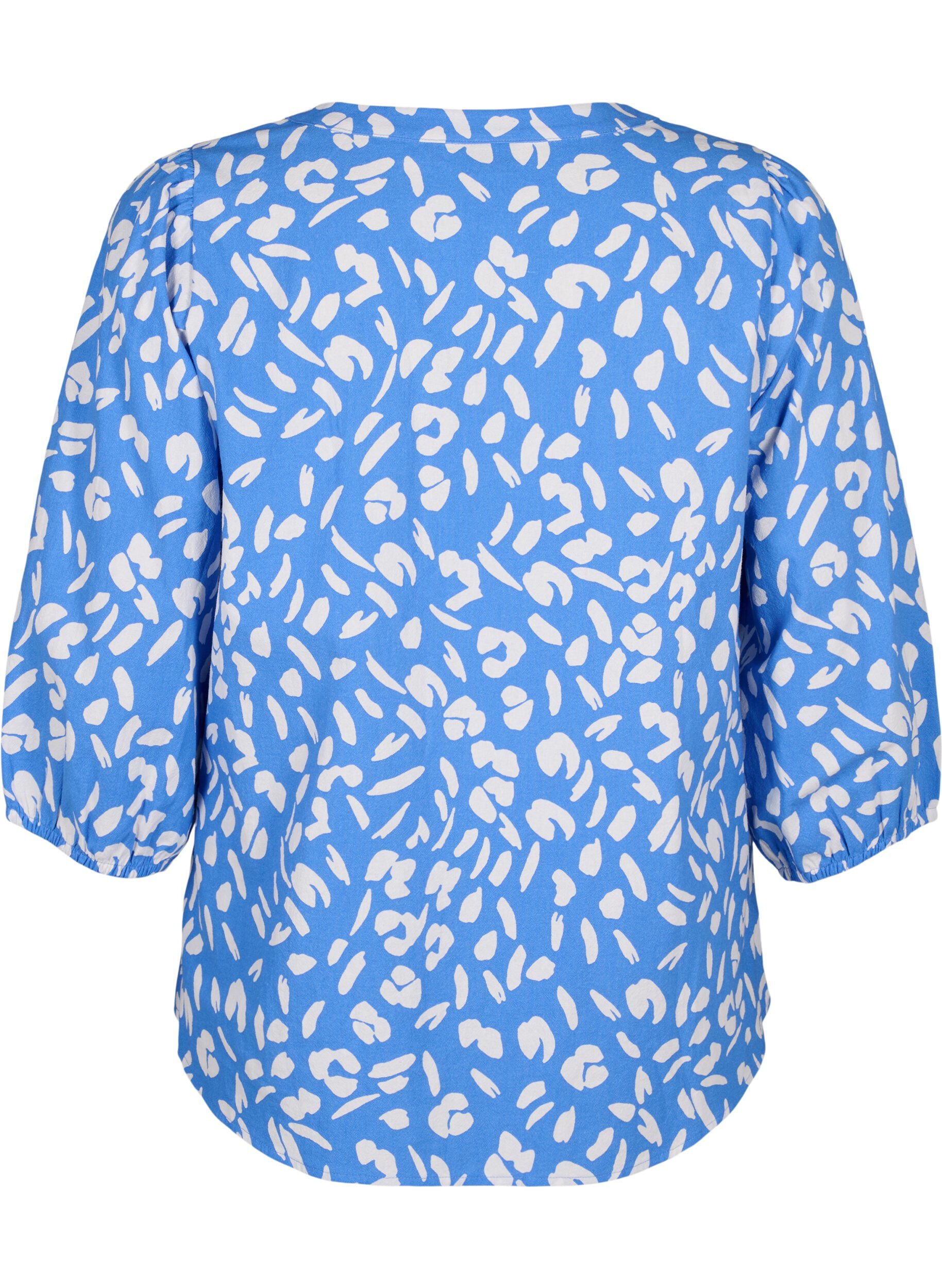 3/4 ærmet bluse i bomuld med print
