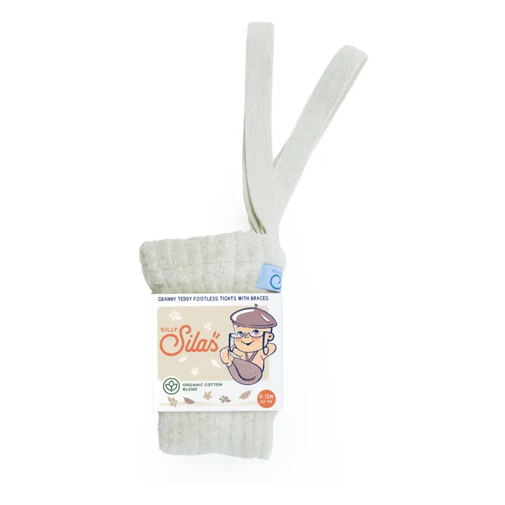 Silly Silas Collants à Bretelles Coton Bio Eponge Granny Teddy Sans Pieds | Ecru