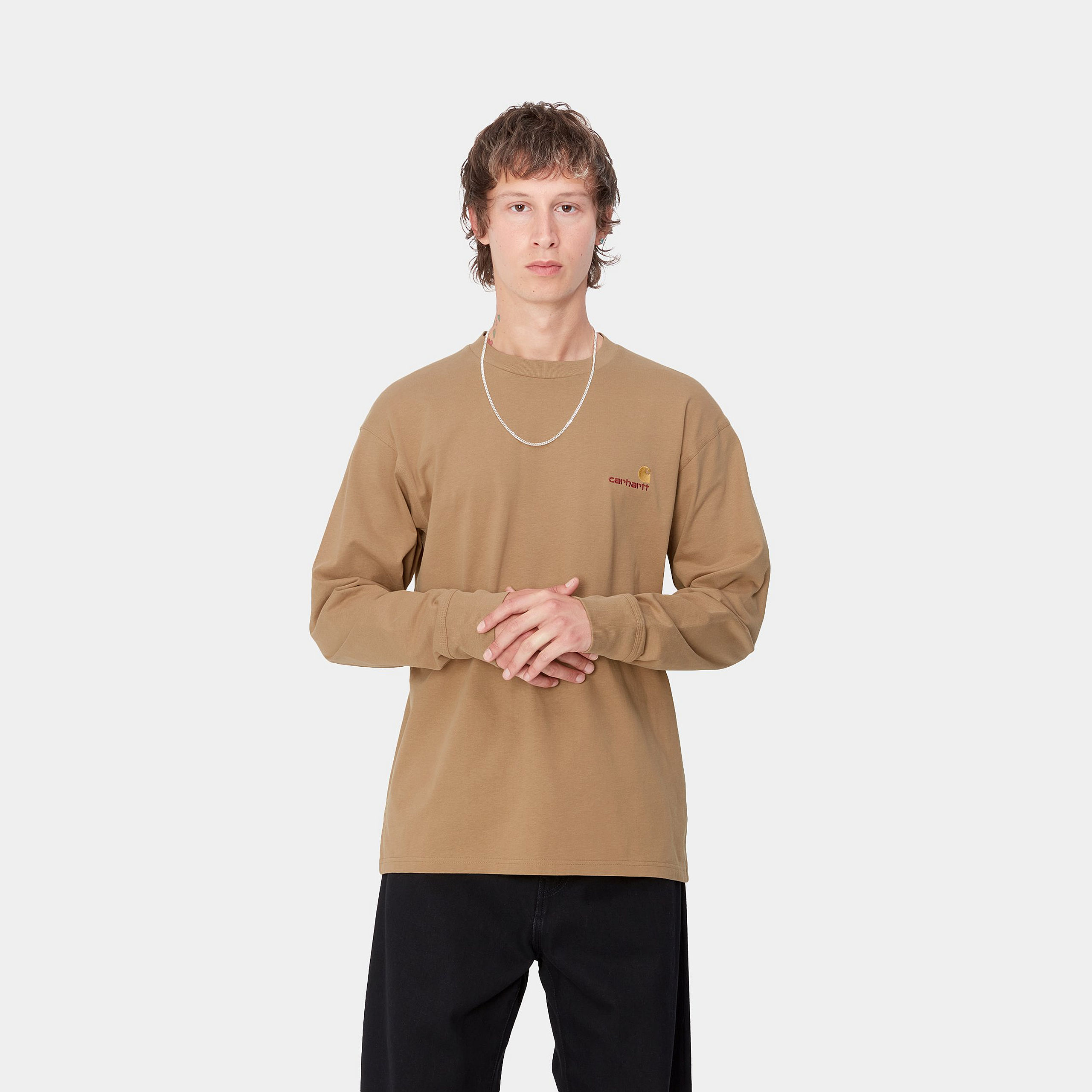 Carhartt WIP LS American Script T Shirt Natural