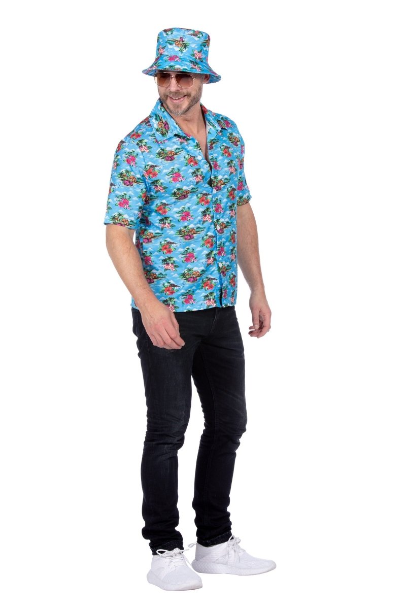 Hawaii Blouse Lichtblauw Heren