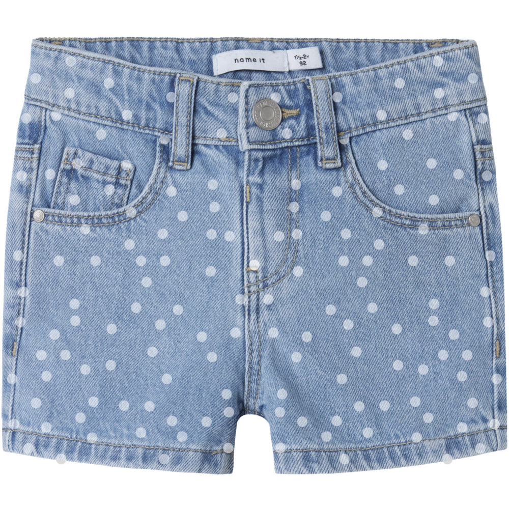 Køb Name It Light Blue Denim Dots Rose Regular Denim Shorts