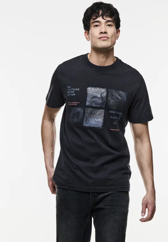 T-Shirt in washed Optik - deep blue
