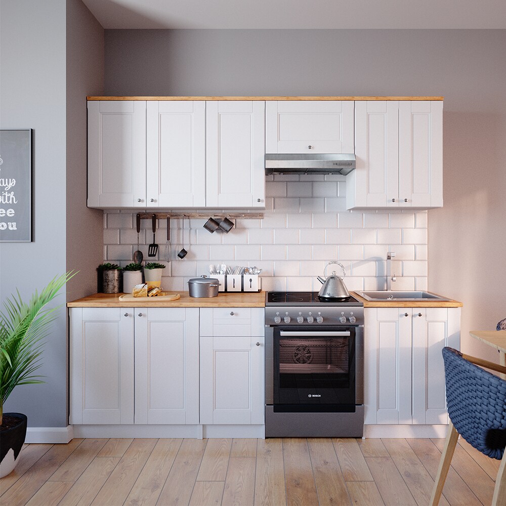 VICCO Küchenzeile Bergamo 240cm Landhaus Küche Einbauküche Küchenblock weiß