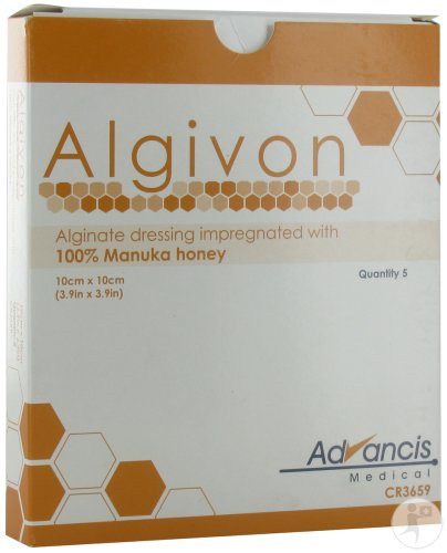 Algivon Pansement D’Alginate Imprégné À Miel De Manuka Non-Adhésif Stérile 10x10cm Pièces 5