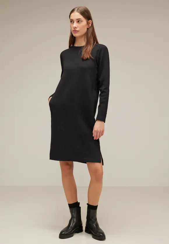 Sweatkleid mit Taschen - Black