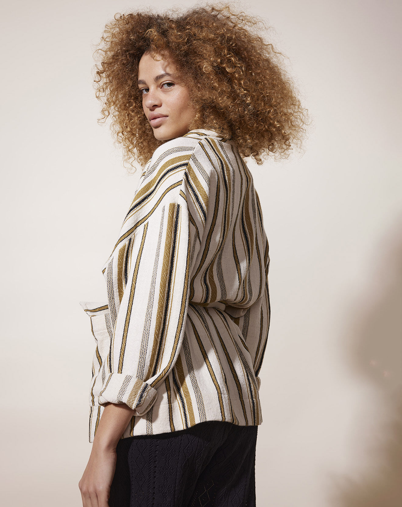 Louizon Veste Nariba rayée blanc/camel