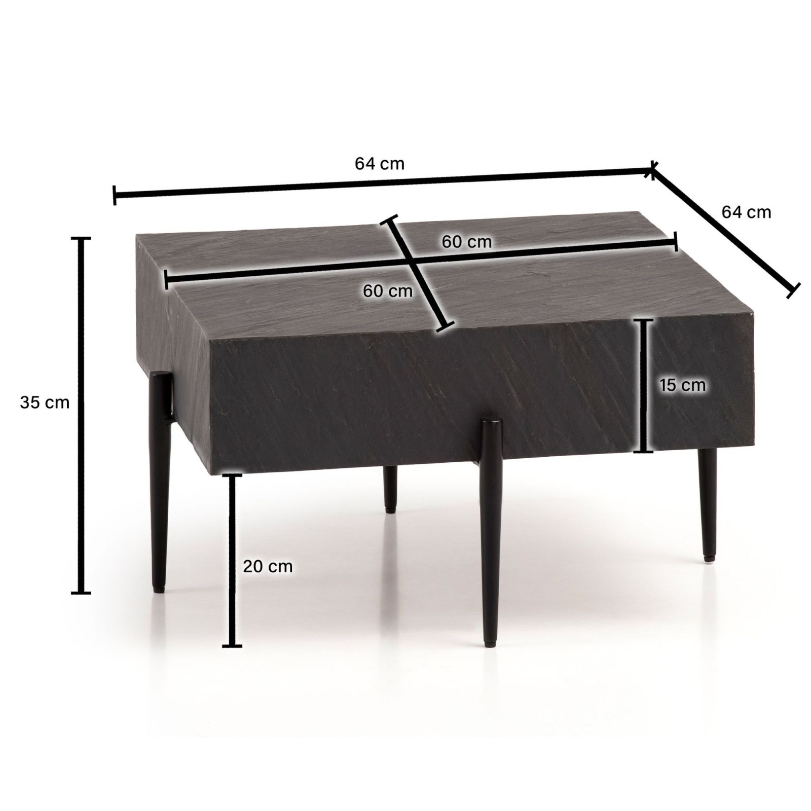 Couchtisch - anthrazit - Steinoptik - 64 cm