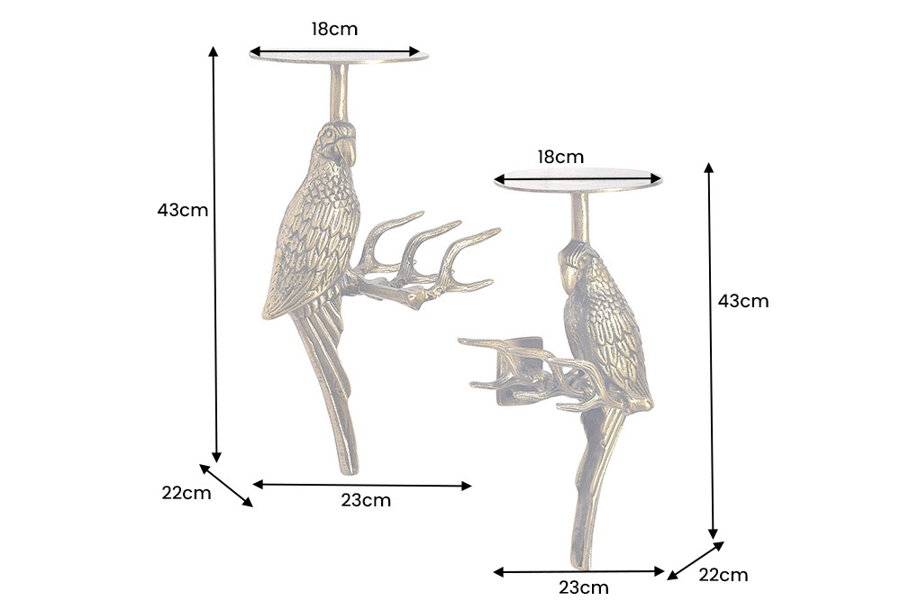 2er Set Wandgarderobe WILDLIFE BIRDS 45cm gold Metall Hammerschlag Design handmade