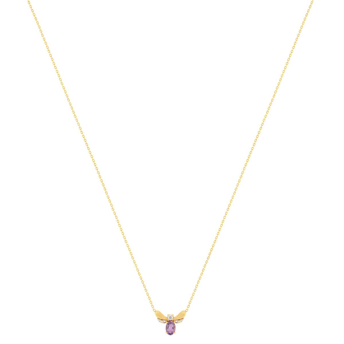 Collier or 375 jaune améthyste  et zirconias 43 cm