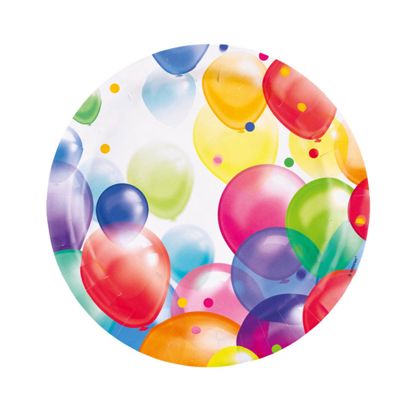 Lot de 8 assiettes en carton Balloons 23 cm