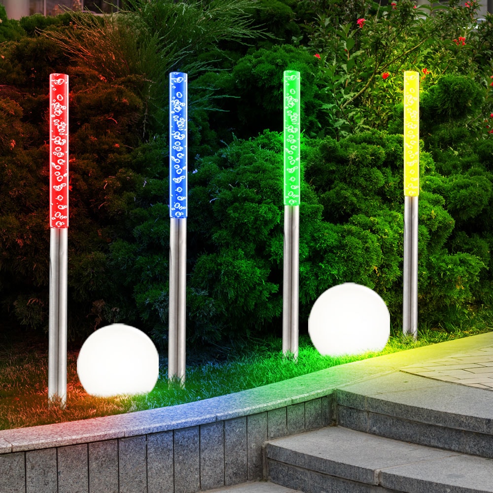 6er Set LED Solar Steckleuchten in Edelstahl