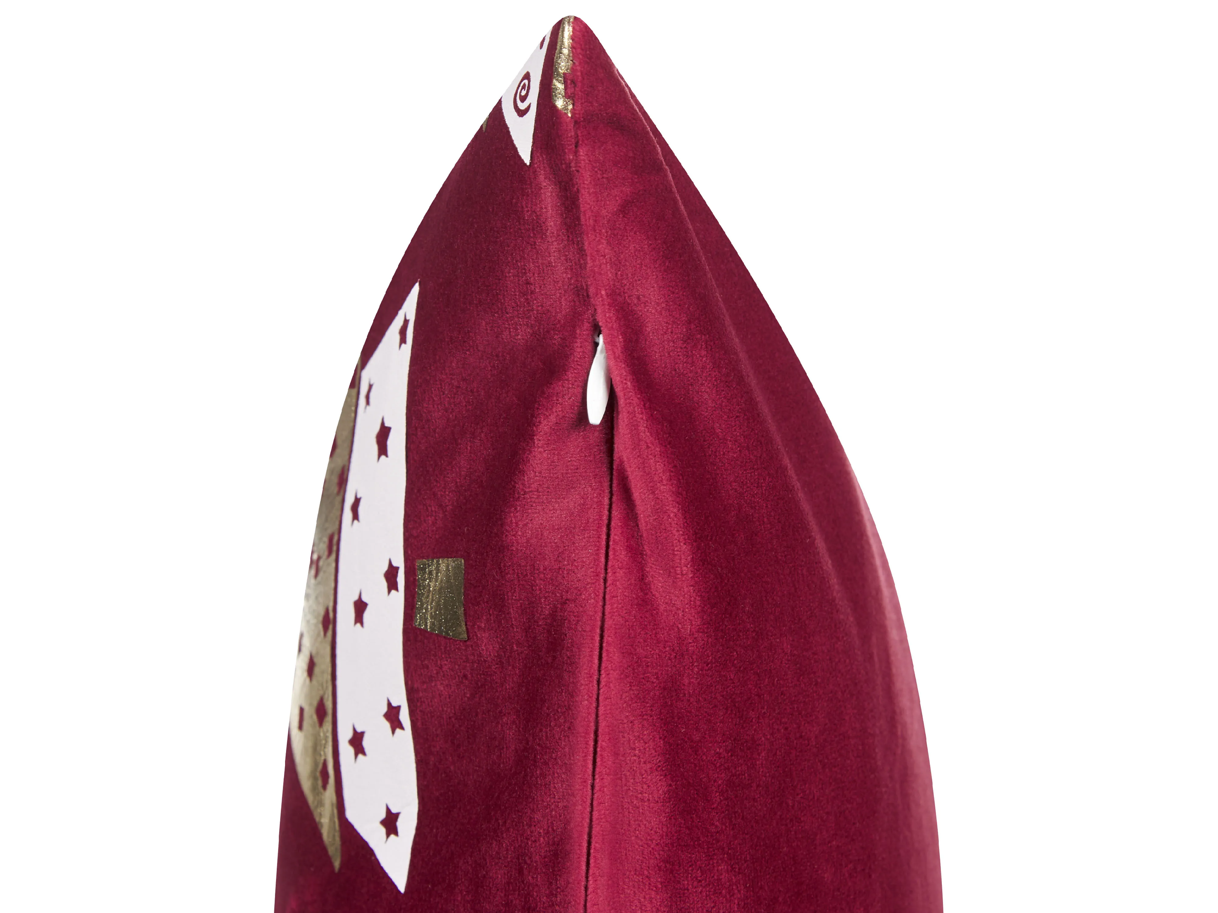 Set van 2 sierkussens GOLDSPRUCE Fluweel 45 x 45 cm Rood kerstmotief