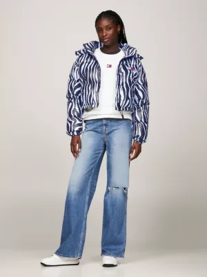 Jaqueta puffer cropped Zebra Alaska com enchimento reciclado de plumas