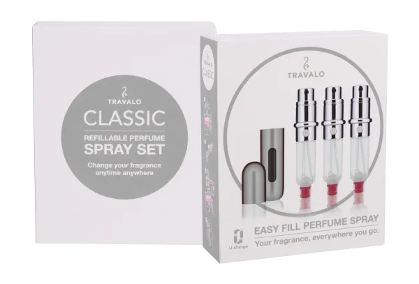 Travalo Classic HD gave sæt Silver (genopfyldelig parfumeforstøver 3 x 5 ml   etui)