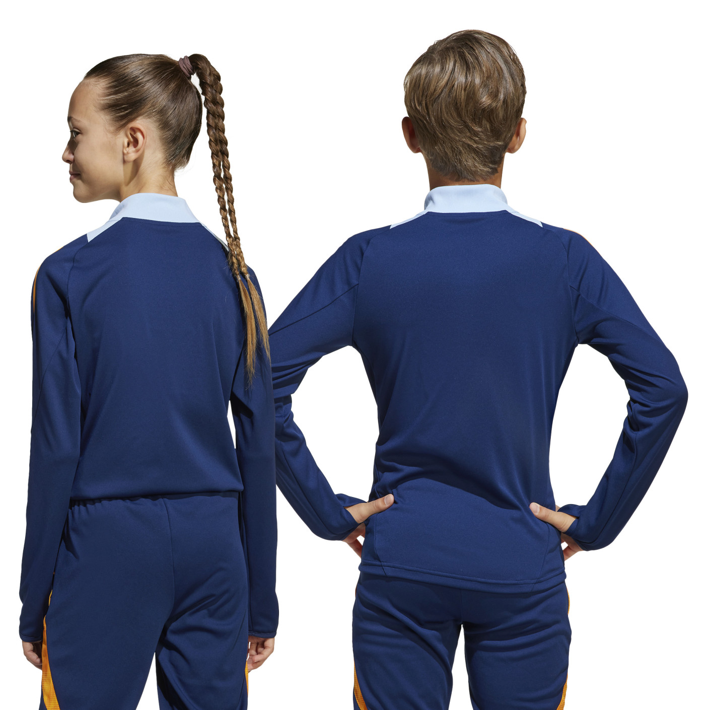 adidas Real Madrid Trainingspak 1/4-Zip 2024-2025 Kids Donkerblauw Oranje Lichtblauw