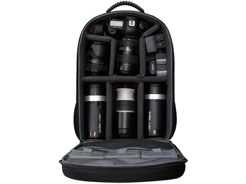 Godox Rucksack CB20 für AD300PRO KIT Gepolsterter Fotorucksack mit 15 Zoll Laptopfach und Regenschutz