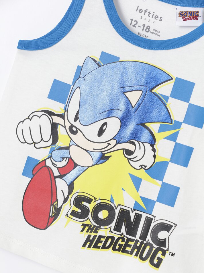 Conjunto Sonicñ de camiseta e bermuda - Off White